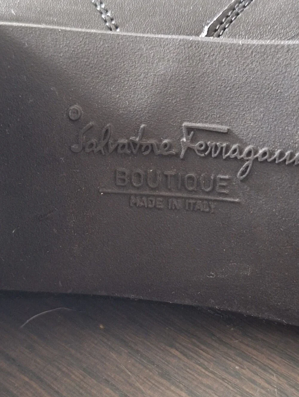 Salvatore Ferragamo Stacked Mid Heel Black Leather Booties Size 8.5 B